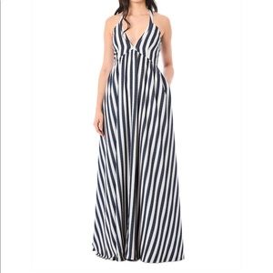 Blue chambray and cream maxi dress custom size 34